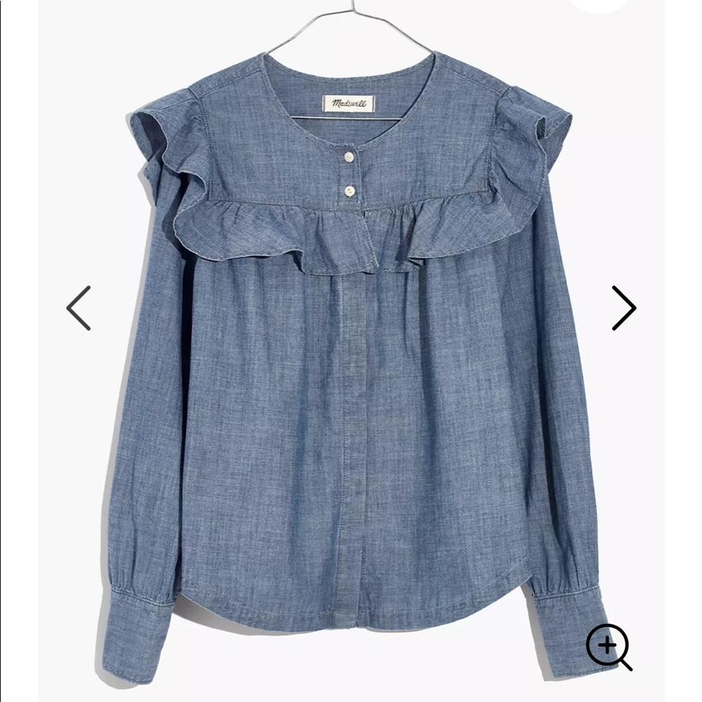 Madewell ruffled chambray top